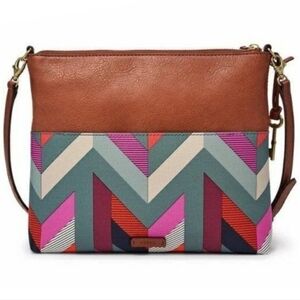 Fossil Fiona Chevron Leather Crossbody Bag
